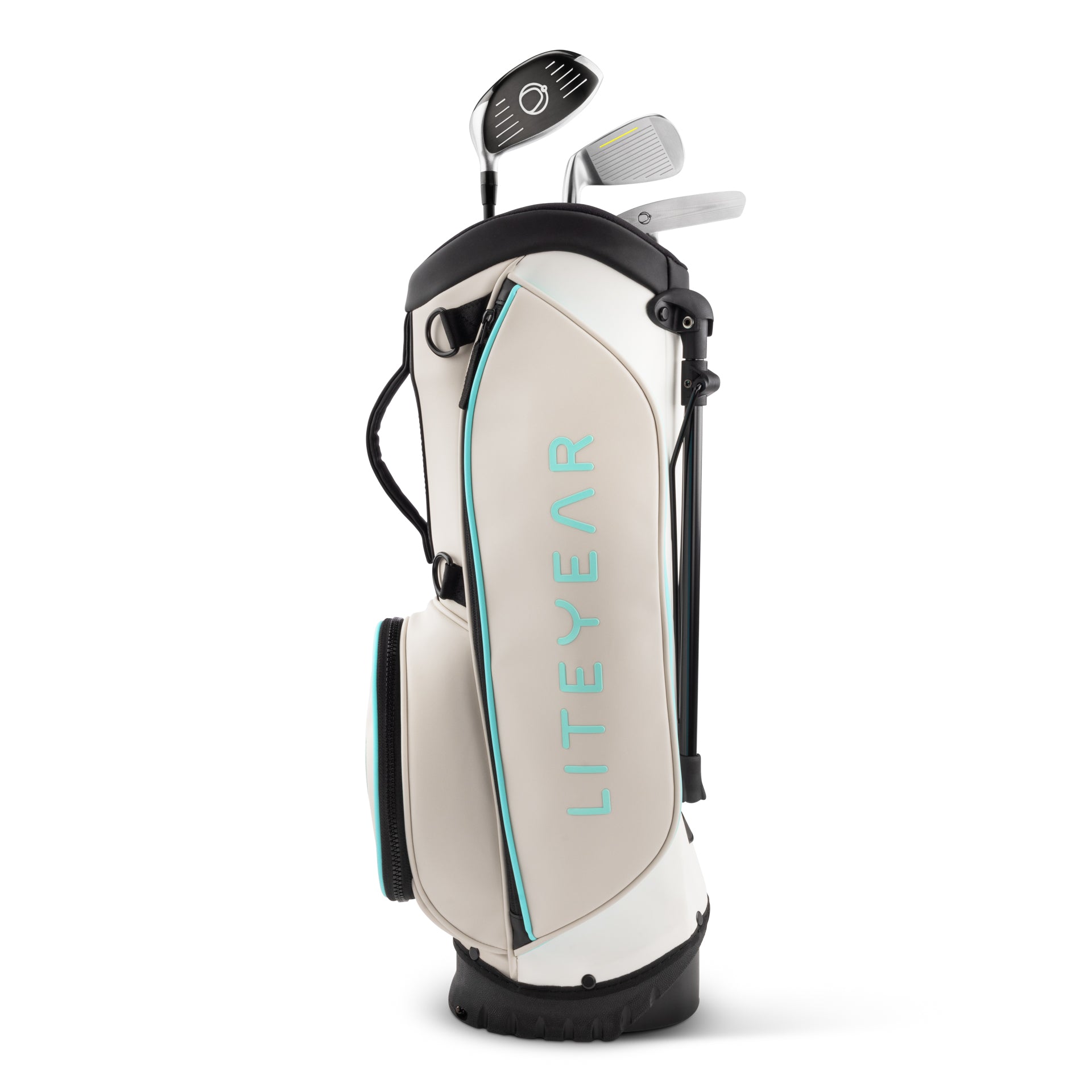 Liteyear Golf Kids Golf Bag Baby Blue Full Set Side View. #Color_Baby-Blue