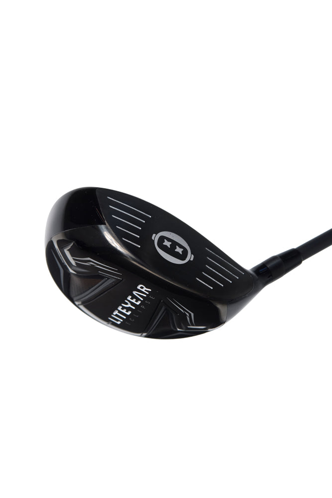 Black golf club head with 'Liteyear' branding on a white background