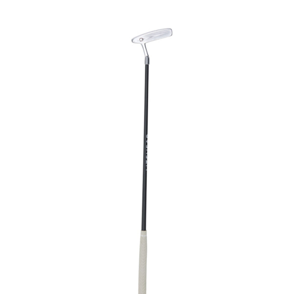 Golf club head with a black shaft on a white background