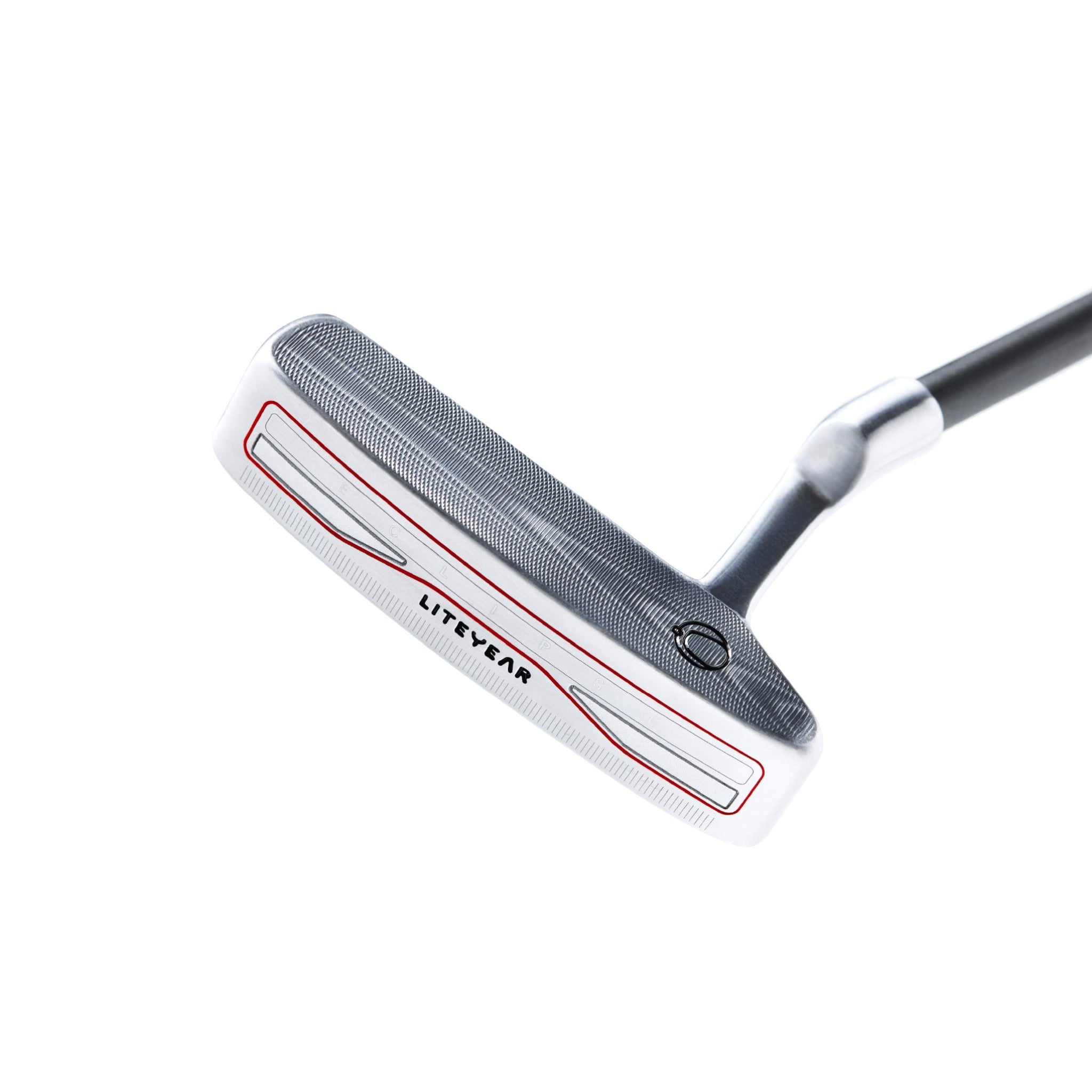 Golf putter with a white and red design on a white background
