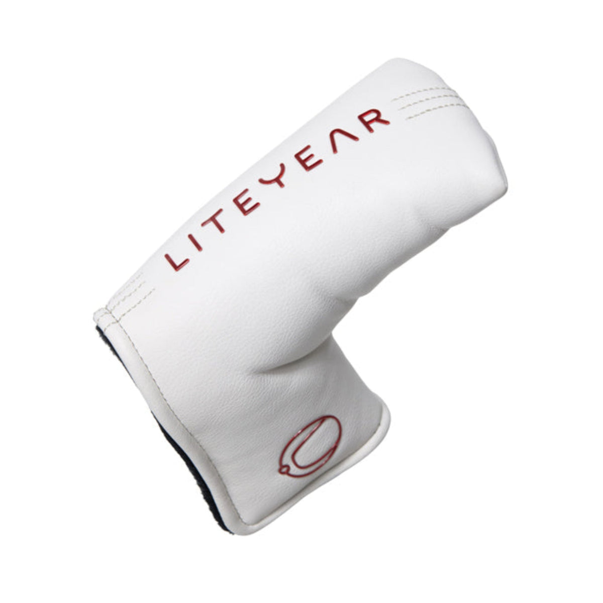 White golf club head cover with 'LITEYEAR' branding on a white background