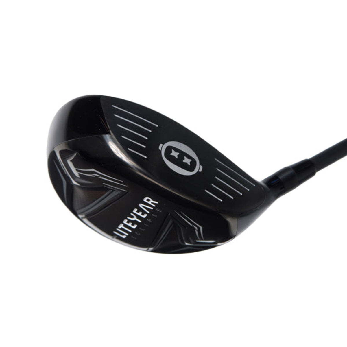 Black golf club head with 'Liteyear' branding on a white background