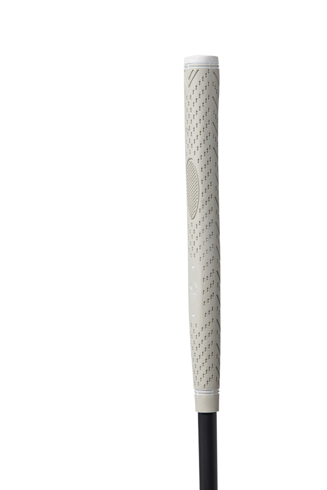 Golf club grip with textured design on a white background