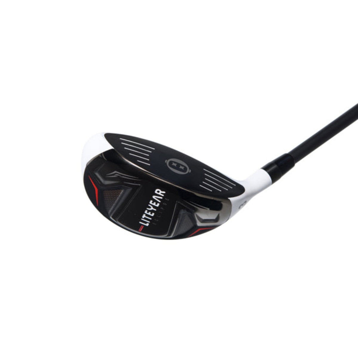 Golf club with a black and white design on a white background